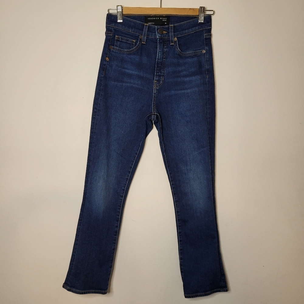 Veronica Beard Dark Wash Casual Carly Kick Flare High Rise Jeans Blue Size 28